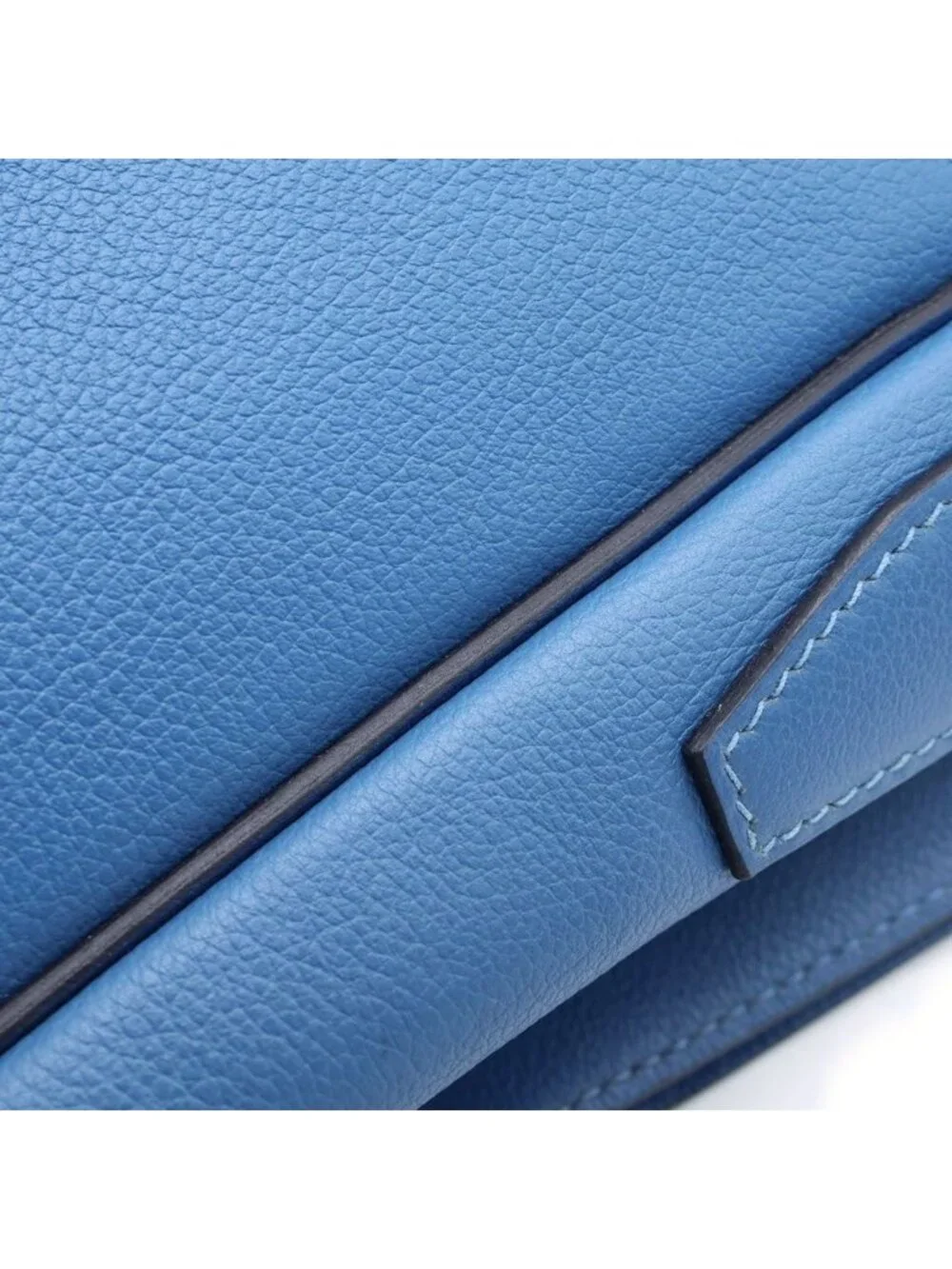 Hermes Steve Bright Blue Jean Shoulder Bag Leather Chevre Silver